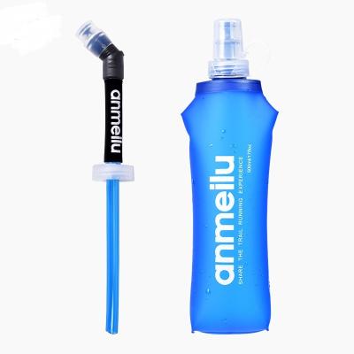 China Customized Sustainable Sports Silicone Direct Drinking Rise Collapsible Water Bottle for sale