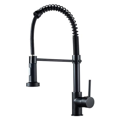 China Black Brass Metered Faucets Flexible Hose Pull Out Spring Sprayer Taps Kitchen Faucet for sale