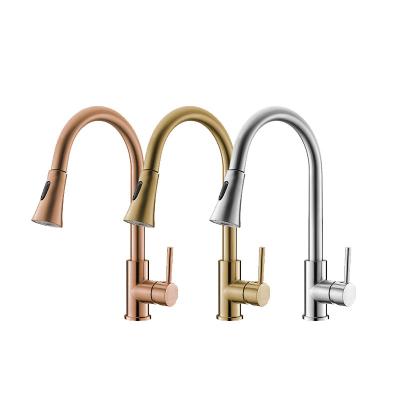 China Modern Metered Faucets Stainless Steel Pull Out Sprayer Sink Taps Kitchen Faucet for sale