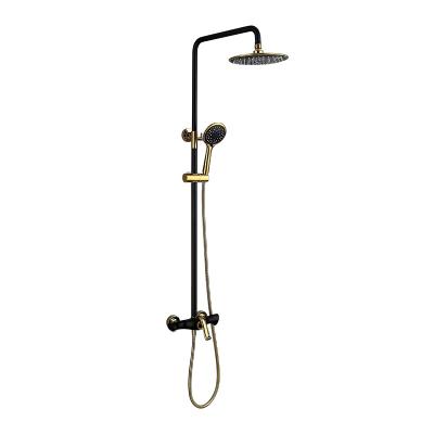 China With Slide Bar Factory Outlet Black Gold Free Lift Top Spray Shower Set for sale