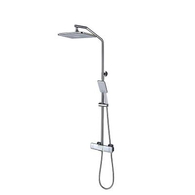 China With Sliding Bar Brushed Nickel Three Functions Rainfall Tap Thermostatic Shower Set for sale