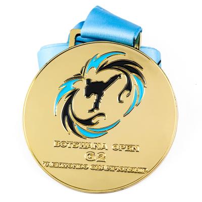 China Wholesale Custom Soft Enamel Gold Europe Taekwondo Karate Judo Award Medals With Lanyard for sale