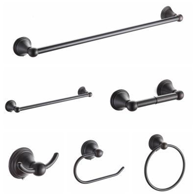 China Durable Matte Black Home Hotel Use Place Luxury Complete Bathroom Hardware Accessory for sale