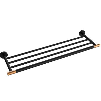 China Modern Hotel Brass Black SS Wire Pipe Towel Rack Bath Bathroom Accessory for sale