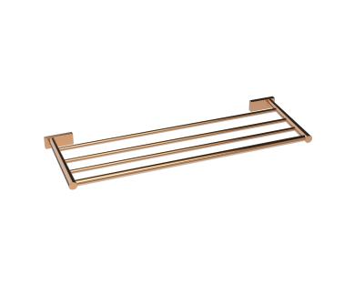 China Hote Modern Brass SS Modern Bathroom Accessories Pipe Hanger Rose Gold Bar Towel Rack for sale