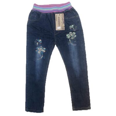 China 3.4 USD GK042 Good Quality Fancy Kid Waist Student Kids Girl Jeans Breathable Stylish Elastic Pants For 7 -12 Years Old for sale