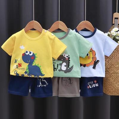 China Casual Free Shipping 3000 Sets MNE001 High Quality Summer Suit Children Kids Clothes Short Sleeve Baby T-shirt Boys Cotton Clothing Set for sale