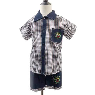 China Wholesale 2022 Summer New Design Kids Boys Boys Shirts And Shorts BT063 Formal Plaid Pattern 2 Pcs Clothes Set For Africa for sale