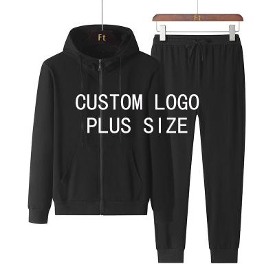 China Custom Logo Mens Gym Tracksuit White Breathable Sportswear Plain Sweatshirt Jogging Hoodies 2 Piece Tracksuits Set For Men for sale