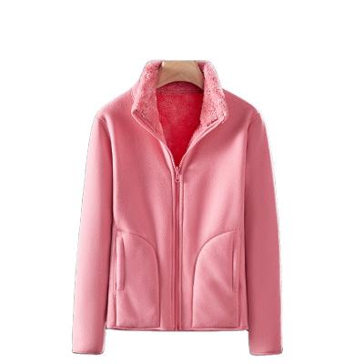 China Double-Sided Jacket Soft Coral Winter Anti-Wrinkle Women Fleece Jacket Outdoor Rise Warm Camping Jacket for sale