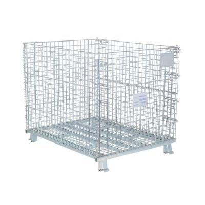 China Corrosion Protection Steel High Capacity Warehouse Storage Mesh Box Wire Cage Heavy Duty Metal Bin Storage Container for sale