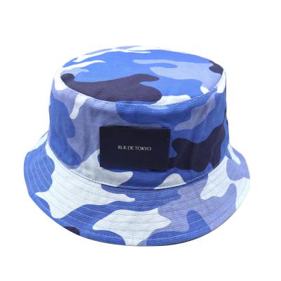 China Custom Printing Leather Reversible Fisherman Cow Milk Color Bucket Hat Camouflage Bulk Fashion Adult Patch Hats for sale