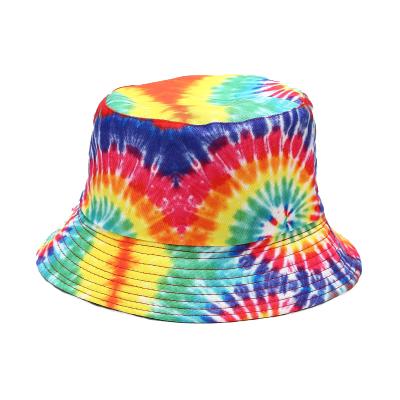 China Wholesale Casual Women Man Women Cotton Fisherman Tie-Dye Designer Embroidery Summer Tie Dye Unisex Pastel Bucket Hat for sale