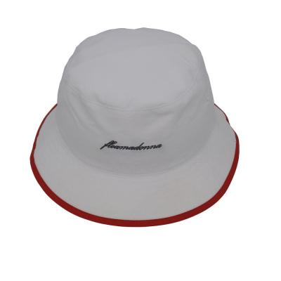 China COMMON WHITE WHOLESALE High Quality Unisex Reversible Flat Embroidery 100% Polyester Fishing Bucket Hats for sale