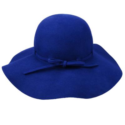 China breathable & Winter women waterproof high quality 100% wool felt floppy hats hats with gg headband and felt belt butterfly decorations for sale