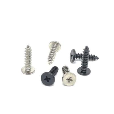 China Matte Black Large Phillips Flat Head Small Tapping Screws For Plastic M1.2M1.4M1.7M2 for sale