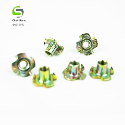 China Galvanized Multi-Directional Stainless Steel Threaded Insert M6/M8 T Nut With Four Claws for sale