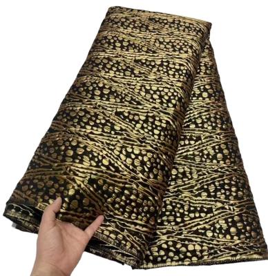 China Sustainable Hot Sale Bridal Jacquard Brocade Net Lace Fabric African Nigerian Gild Damask for Wedding and Asoebi Women Dress for sale