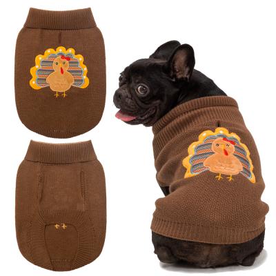 China Sustainable Factory Wholesale British Style Brown Winter Puppy Clothes Warm Pet Sweater for sale