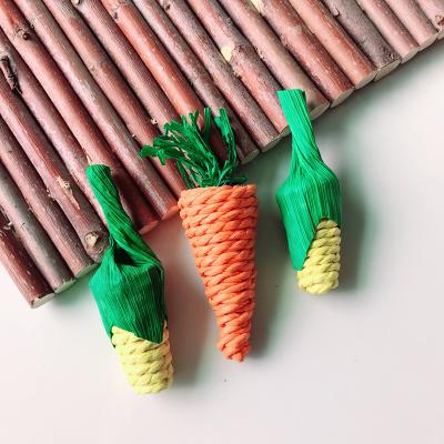 China Molar Bite Straw Knitted Radish Molar Straw Rabbit Totoro Supplies Parrot Bite Pet Chew Toys Hamster for sale