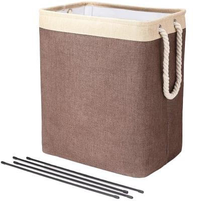 China Modern Hot Selling Large Household Laundry Basket Canvas Foldable Laundry Hamper With Lid for sale