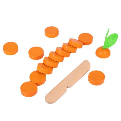 China Parent-Child Safe High Quality Educational Block Game Radish Elimination Concentration Raising Wooden Carrot Cutting Toys For Children for sale