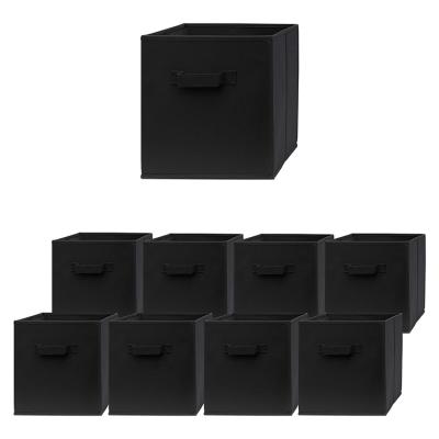 China Wholesale Viable Nonwoven Fabric Home Organizer Cube Black Color Storage Box Cloth Clothes Folding Storage Boxes for sale