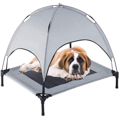 China Wholesale Elevated Cooling Pet Bed With Canopy And Breathable Mesh Dog Beds Medium Small Dogs Accessories for sale