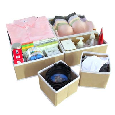 China Factory direct sale 6Pack Folding Storage Drawer Bins Nonwoven Fabric Underwear Organizer Set for sale