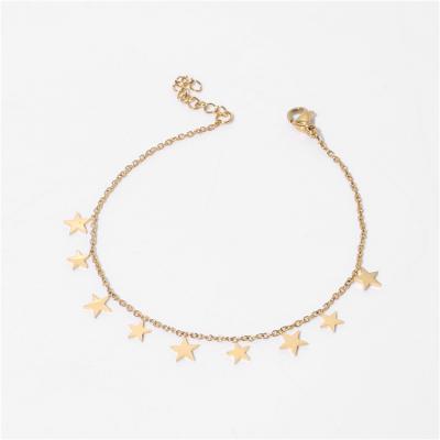 China New Fashion18K BOHEMIA Gold Plated Sharp Ribbon Five Star Charms Bracelet Stainless Steel Jewelry For Women Accessories Bangles for sale