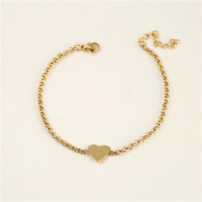 China CLASSIC 2022 New Fashion18K Gold Plated Sliver Lettering Heart Charms Bracelet Stainless Steel Jewelry For Women Accessories Bangles for sale