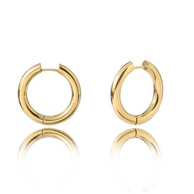 China Fashionable Wholesale Environmentally Friendly Ladies Earings Minimalist Gold Plated Stainless Steel Round Earring for sale