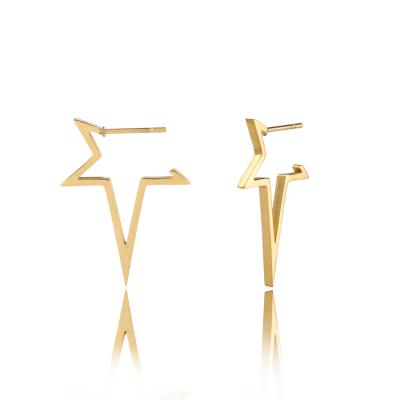 China New Trend FASHIONABLE Irregular Pentagram Insist Minimalist Jewelry 18K Gold Plated Stainless Steel Statement Stud Earrings For Women for sale