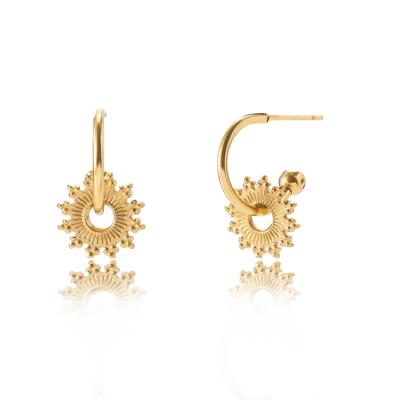 China Environmental Friendly French Classic Earrings Women 14K Gold Plated Up-to-date Sun Stainless Steel Earrings Jewelry Dangle Earrings for sale