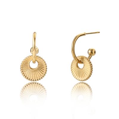 China New Environmental Friendly Vintage Earrings Women 14K Gold Plated Up-to-date Stainless Steel Sun Dangle Earrings Jewelry Earrings for sale