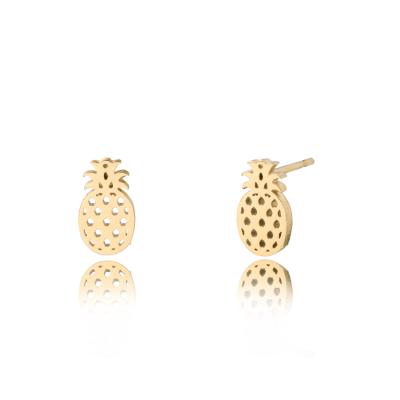 China High End Waterproof Hypoallergenic Fashionable Young 18K Gold Plated Stainless Steel Summer Beach Vacation Pineapple Shape Fine Shaped Earrings For Women Jewelry for sale