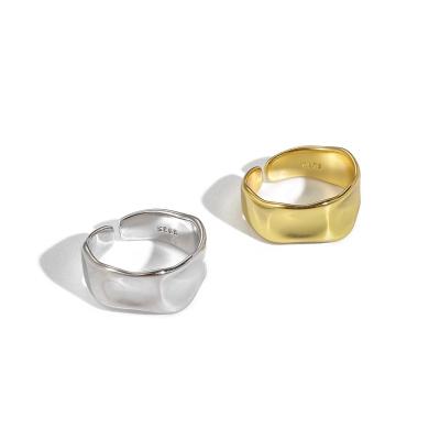 China ENSHIR 2022 Environmental Friendly Women Shape Geometric Irregular Concave Convex Adjustable Rings For Lady Jewelry for sale