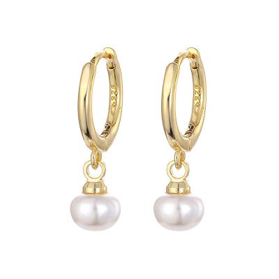 China ENSHIR Summer New Trendy Retro Geometric Pearl Bead Short Stud Earrings For Women for sale