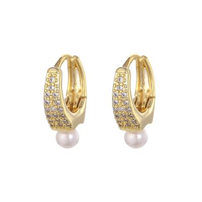 China FASHIONABLE Popular Pearl Earrings Micro-set Zircon Products Exquisite ENSHIR Pearl Earring for sale