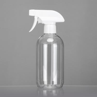 China Eco Friendly Water Liquid Plastic Spray Bottles Room Sanitizer Round Transparent PET Trigger Cleaning 500ml for sale