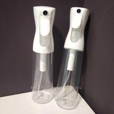 China PET Bottle New Design Plastic Refillable Bottles 300ml Alcohol Disinfectant Continous Spray Bottles for sale