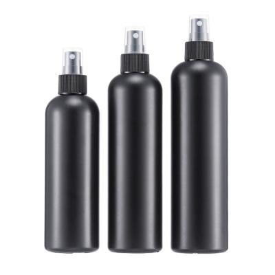 China 250ml 300ml 350ml Plastic Fine Mist Spray Bottles HDPE Black Round Pump Sprayer for sale