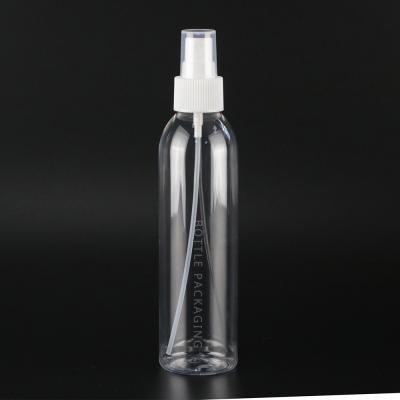 China Boston Round 200ml Fine Mist Spray Bottles Clear Plastic PET Sprayer for sale