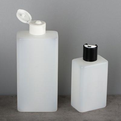 China Custom White Matte 200Ml 420Ml Flat Shoulder Rectangle Shape Shampoo Bottle Hdpe Plastic Rectangle Bottles Flip Cap à venda