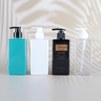 China Square PET Plastic Shampoo Bottles 300ml Custom Lotion Hair Oil Pump Bottles for sale