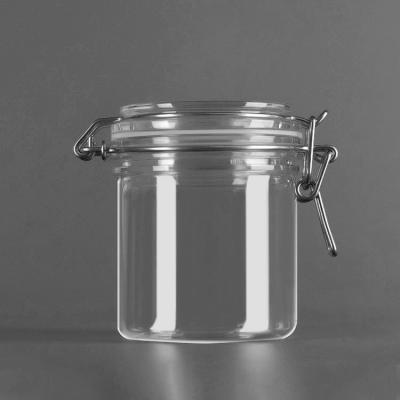 China Round Pet Airless Cosmetic Jars Metal Seal Cream Kilner Airtight Jar Set Plastic Clip Top for sale