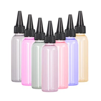 China Empty 60Ml 100Ml 150Ml 200Ml Sharp Mouth Twist Top Applicator Hair Oil Dye Squeeze Bottle Clear Plastic Bottles With Pointed Top à venda