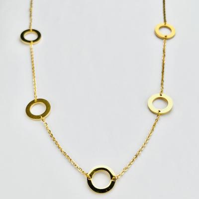 China HOT Design Latest Fashion Minimalist Circle Pendants 18K Gold Plated Stainless Steel O Chain Necklace for sale