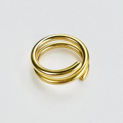 China Best Selling Trendy Customized Trendy 18K Gold Plated Spring Coil Stacked Stainless Steel Ring for sale