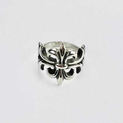 China Vintage Stainless Steel Punk Ring Hollow Fleur De Lis Flower Finger Rings Jewelry For Women Men for sale